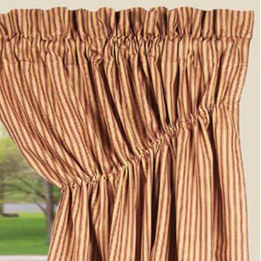Barn Red Nutmeg York Ticking Gathered Swag Lined C6880017 - The Fox Decor